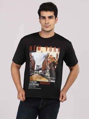 ETC Printed Men Crew Neck Black T-Shirt