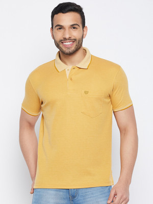 DUKE Solid Men Polo Neck Yellow T-Shirt