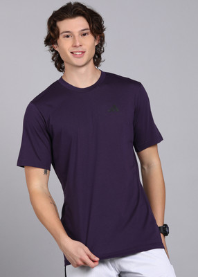 ADIDAS Solid Men Round Neck Purple T-Shirt