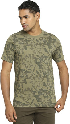 BASICS Printed Men Round Neck Green T-Shirt