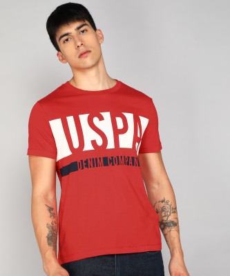 U.S. Polo Assn. Denim Co. Printed Men Round Neck Red T-Shirt