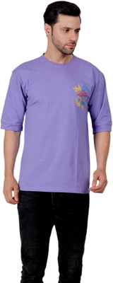 ZULX Printed Men Round Neck Purple T-Shirt