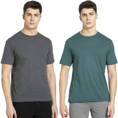 JOCKEY Solid Men Round Neck Grey, Green T-Shirt