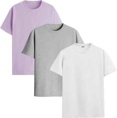 ADRO Solid Men Round Neck Purple T-Shirt