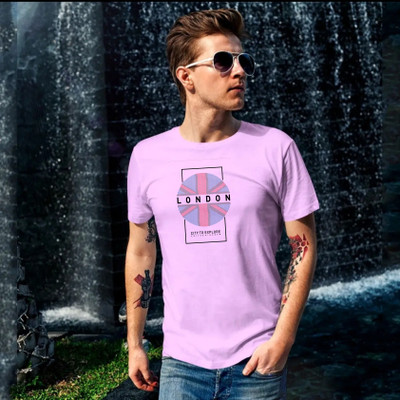 Magneto Printed Men Round Neck Purple T-Shirt