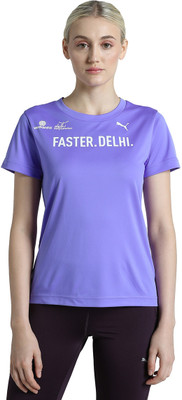 PUMA Printed Women Round Neck Purple T-Shirt