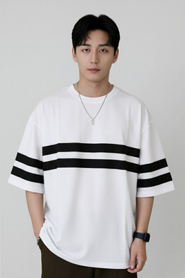 young style Solid Men Round Neck White T-Shirt