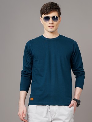 Paul Street Solid Men Round Neck Blue T-Shirt