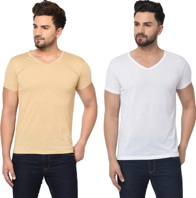 Adorbs Trend Solid Men V Neck Multicolor T-Shirt