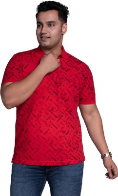 XMEX Printed Men Polo Neck Red T-Shirt