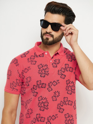GETGOLF Printed Men Polo Neck Orange T-Shirt