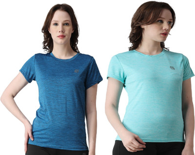 ND Solid Women Round Neck Blue T-Shirt