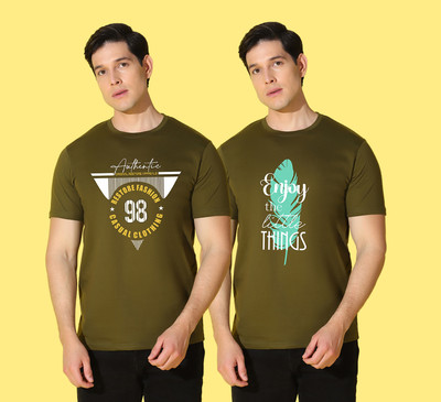 WOOSTRO Typography Men Round Neck Multicolor T-Shirt