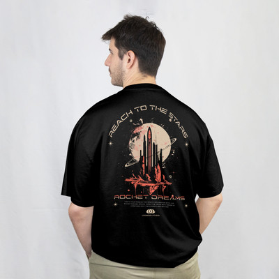 Loomgod Printed, Graphic Print Men Round Neck Black T-Shirt