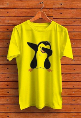 ENUX Printed Men Round Neck Yellow T-Shirt