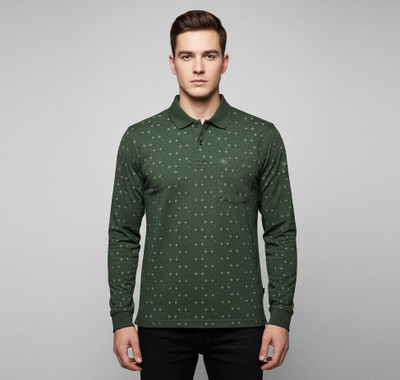 FA21 CLOTHING Geometric Print Men Polo Neck Green T-Shirt