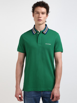 TOMMY HILFIGER Solid Men Polo Neck Green T-Shirt