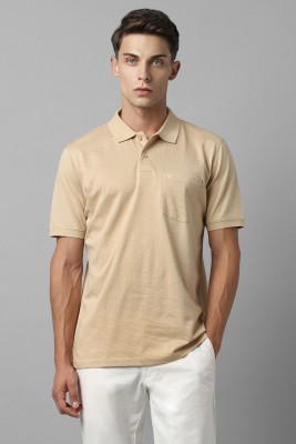 LOUIS PHILIPPE Self Design Men Polo Neck Beige T-Shirt