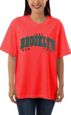 HouseOfCommon Graphic Print Women Round Neck Red T-Shirt