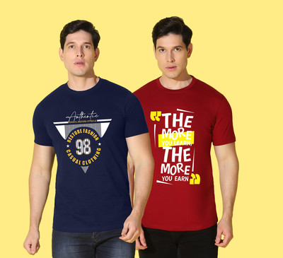 WOOSTRO Typography Men Round Neck Multicolor T-Shirt