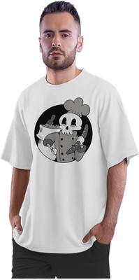 KRYONIX Printed Men Round Neck White T-Shirt