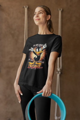Stylewill Graphic Print Women Round Neck Black T-Shirt