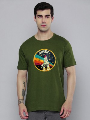 Jack Paris Printed, Typography Men Round Neck Green T-Shirt