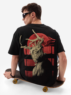 The Souled Store Printed Men Round Neck Black T-Shirt