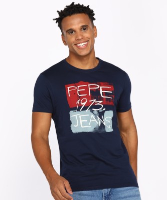Pepe Jeans Printed Men Crew Neck Blue T-Shirt