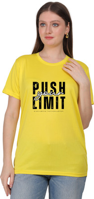 HouseOfCommon Graphic Print Women Round Neck Yellow T-Shirt