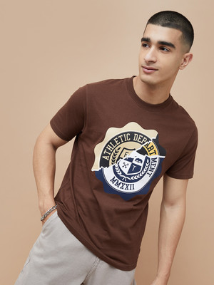 Fame Forever by Lifestyle Printed Men Crew Neck Brown T-Shirt