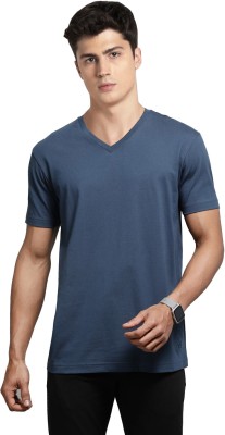 JOCKEY Solid Men V Neck Dark Blue T-Shirt