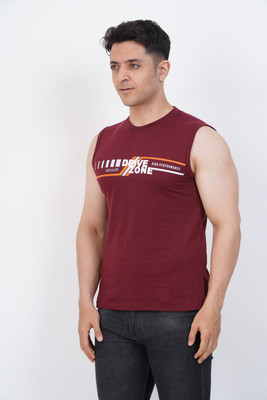 Occult Printed Men Round Neck Maroon T-Shirt