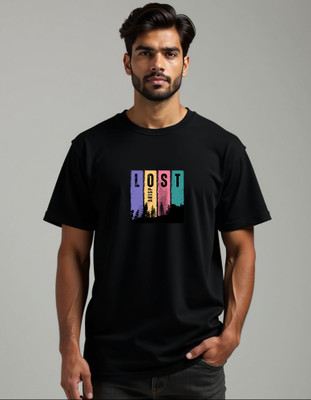 Arispo Graphic Print, Typography Men Round Neck Black T-Shirt