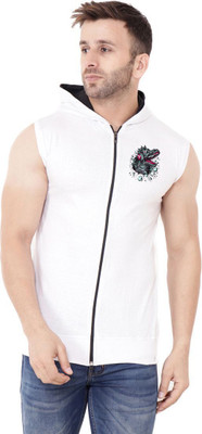 Money Leaf Graphic Print Men Hooded Neck White T-Shirt