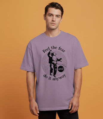 Locastitch Graphic Print Men Round Neck Purple T-Shirt
