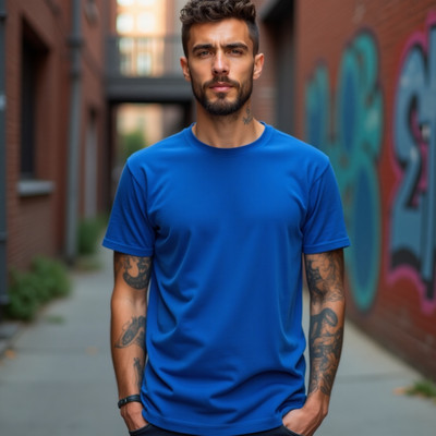 PrintingPixels Solid Men Round Neck Blue T-Shirt