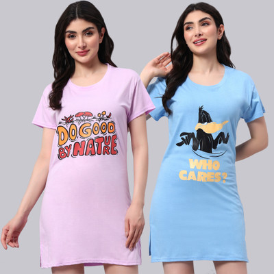 DUCOHIVE Printed Women Round Neck Multicolor T-Shirt