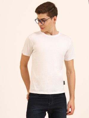 UNIQSOME Solid Men Round Neck White T-Shirt