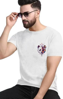 Clothy Trend Graphic Print Men Round Neck Purple T-Shirt