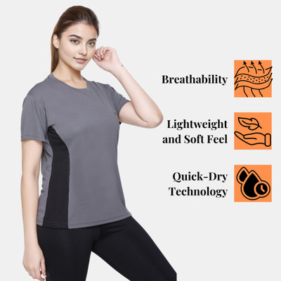 White Moon Solid Women Round Neck Multicolor T-Shirt