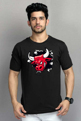 clickwell Printed Men Round Neck Black T-Shirt