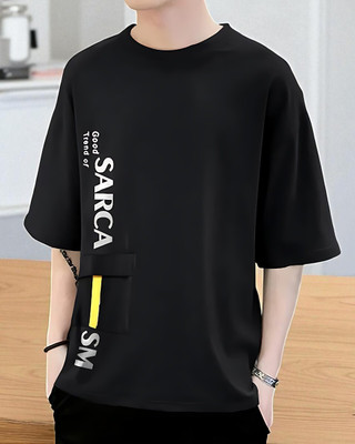 FASHIUM Printed Men Round Neck Black T-Shirt