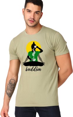 Inner Element Printed, Typography Men Round Neck Green T-Shirt