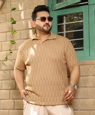 Instafab Plus Solid Men Polo Neck Brown T-Shirt