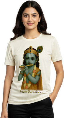 Aasha-Kriti Graphic Print Women Round Neck White T-Shirt