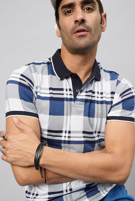 Austin Wood Checkered Men Polo Neck Multicolor T-Shirt