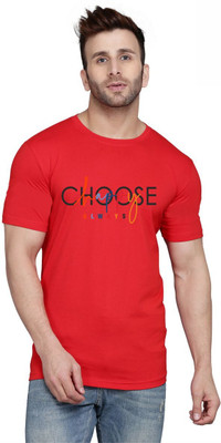 SLOWLORIS Printed Men Round Neck Red T-Shirt