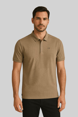 GO BIRDY Solid Men Polo Neck Brown T-Shirt