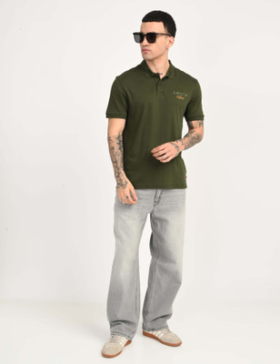 LEVI'S Graphic Print Men Polo Neck Dark Green T-Shirt